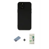 MARSİLYAN™- iPhone 12 Pro Max Kılıf Çekirdek Modern Serisi - Siyah 20D Premium Cam Ekran Koruyucu + Shine Kamera Lens Koruma Cam - PE