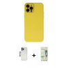 MARSİLYAN™- iPhone 12 Pro Max Kılıf Çekirdek Modern Serisi - Siyah 20D Premium Cam Ekran Koruyucu + Shine Kamera Lens - LT
