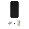 MARSİLYAN™- iPhone 12 Pro Max Kılıf Çekirdek Modern Serisi - Siyah 20D Premium Cam Ekran Koruyucu + Shine Kamera Lens Koruma Cam - SABE