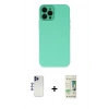 MARSİLYAN™- iPhone 12 Pro Max Kılıf Çekirdek Modern Serisi - Siyah 20D Premium Cam Ekran Koruyucu + Shine Kamera Lens - LT