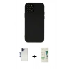 MARSİLYAN™- iPhone 12 Pro Max Kılıf Çekirdek Modern Serisi - Siyah 20D Premium Cam Ekran Koruyucu + Shine Kamera Lens - LT
