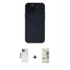 MARSİLYAN™- iPhone 12 Pro Max Kılıf Çekirdek Modern Serisi - Siyah 20D Premium Cam Ekran Koruyucu + Shine Kamera Lens - LT
