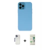 MARSİLYAN™- iPhone 12 Pro Max Kılıf Çekirdek Modern Serisi - Siyah 20D Premium Cam Ekran Koruyucu + Shine Kamera Lens - LT