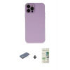 MARSİLYAN™- iPhone 12 Pro Max Kılıf Çekirdek Modern Serisi - Siyah 20D Premium Cam Ekran Koruyucu + Renkli Kamera Lens Koruma Cam - YL