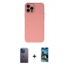 MARSİLYAN™- iPhone 12 Pro Max Kılıf Çekirdek Modern Serisi - Siyah 34D Izgaralı Cam + Neon Fosforlu Kamera Lens - MI