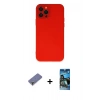 MARSİLYAN™- iPhone 12 Pro Max Kılıf Çekirdek Modern Serisi - Siyah 34D Izgaralı Cam + Metal Kamera Lens Koruma Cam - GD