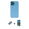 MARSİLYAN™- iPhone 12 Pro Max Kılıf Çekirdek Modern Serisi - Siyah 34D Izgaralı Cam + Metal Kamera Lens Koruma Cam - GD