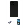 MARSİLYAN™- iPhone 12 Pro Max Kılıf Çekirdek Modern Serisi - Siyah 34D Izgaralı Cam + Renkli Kamera Lens Koruma Cam - MI