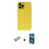 MARSİLYAN™- iPhone 12 Pro Max Kılıf Çekirdek Modern Serisi - Siyah 34D Izgaralı Cam + Shine Kamera Lens Koruma Cam - MI
