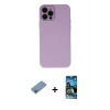 MARSİLYAN™- iPhone 12 Pro Max Kılıf Çekirdek Modern Serisi - Siyah 34D Izgaralı Cam + Shine Kamera Lens Koruma Cam - GI