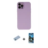 MARSİLYAN™- iPhone 12 Pro Max Kılıf Çekirdek Modern Serisi - Siyah 34D Izgaralı Cam + Shine Kamera Lens Koruma Cam - MI