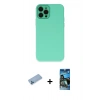 MARSİLYAN™- iPhone 12 Pro Max Kılıf Çekirdek Modern Serisi - Siyah 34D Izgaralı Cam + Shine Kamera Lens Koruma Cam - MI