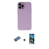 MARSİLYAN™- iPhone 12 Pro Max Kılıf Çekirdek Modern Serisi - Siyah 34D Izgaralı Cam + Shine Kamera Lens Koruma Cam - GD