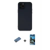 MARSİLYAN™- iPhone 12 Pro Max Kılıf Çekirdek Modern Serisi - Siyah 34D Izgaralı Cam + Shine Kamera Lens Koruma Cam - GD