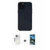 MARSİLYAN™- iPhone 12 Pro Max Kılıf Çekirdek Modern Serisi - Siyah 34D Izgaralı Cam + Shine Kamera Lens - LT