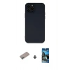 MARSİLYAN™- iPhone 12 Pro Max Kılıf Çekirdek Modern Serisi - Siyah 34D Izgaralı Cam + Shine Kamera Lens Koruma Cam - SABE
