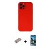 MARSİLYAN™- iPhone 12 Pro Max Kılıf Çekirdek Modern Serisi - Siyah 34D Izgaralı Cam + Shine Kamera Lens Koruma Cam - SABE
