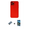 MARSİLYAN™- iPhone 12 Pro Max Kılıf Çekirdek Modern Serisi - Siyah 34D Izgaralı Cam + Siyah Shine Kamera Lens Koruma Cam