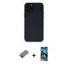 MARSİLYAN™- iPhone 12 Pro Max Kılıf Çekirdek Modern Serisi - Siyah 34D Izgaralı Cam + Siyah Shine Kamera Lens Koruma Cam
