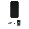 MARSİLYAN™- iPhone 12 Pro Max Kılıf Çekirdek Modern Serisi - Siyah 360 Mat Full Body Arka Koruyucu + Mavi Renkli Kamera Lens Koruma Cam