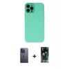 MARSİLYAN™- iPhone 12 Pro Max Kılıf Çekirdek Modern Serisi - Siyah 360 Mat Full Body Arka Koruyucu + Neon Fosforlu Kamera Lens - MI