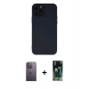 MARSİLYAN™- iPhone 12 Pro Max Kılıf Çekirdek Modern Serisi - Siyah 360 Mat Full Body Arka Koruyucu + Neon Fosforlu Kamera Lens - BZ