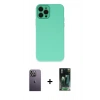 MARSİLYAN™- iPhone 12 Pro Max Kılıf Çekirdek Modern Serisi - Siyah 360 Mat Full Body Arka Koruyucu + Neon Fosforlu Kamera Lens - BZ