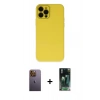 MARSİLYAN™- iPhone 12 Pro Max Kılıf Çekirdek Modern Serisi - Siyah 360 Mat Full Body Arka Koruyucu + Sarı Neon Fosforlu Kamera Lens