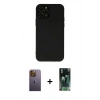MARSİLYAN™- iPhone 12 Pro Max Kılıf Çekirdek Modern Serisi - Siyah 360 Mat Full Body Arka Koruyucu + Sarı Neon Fosforlu Kamera Lens