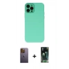 MARSİLYAN™- iPhone 12 Pro Max Kılıf Çekirdek Modern Serisi - Siyah 360 Mat Full Body Arka Koruyucu + Sarı Neon Fosforlu Kamera Lens