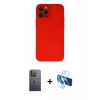 MARSİLYAN™- iPhone 12 Pro Max Kılıf Çekirdek Modern Serisi - Siyah 3D Antistatik Cam Ekran Koruyucu + Neon Fosforlu Kamera Lens - YL