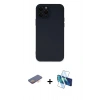 MARSİLYAN™- iPhone 12 Pro Max Kılıf Çekirdek Modern Serisi - Siyah 3D Antistatik Cam Ekran Koruyucu + Renkli Kamera Lens Koruma Cam - TU