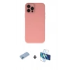 MARSİLYAN™- iPhone 12 Pro Max Kılıf Çekirdek Modern Serisi - Siyah 3D Antistatik Cam Ekran Koruyucu + Shine Kamera Lens Koruma Cam - MI