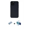 MARSİLYAN™- iPhone 12 Pro Max Kılıf Çekirdek Modern Serisi - Siyah 3D Antistatik Cam Ekran Koruyucu + Shine Kamera Lens Koruma Cam - MI
