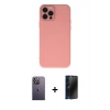 MARSİLYAN™- iPhone 12 Pro Max Kılıf Çekirdek Modern Serisi - Siyah 3D Antistatik Hayalet Cam Ekran Koruyucu + Beyaz Neon Fosforlu Kamera Lens