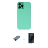 MARSİLYAN™- iPhone 12 Pro Max Kılıf Çekirdek Modern Serisi - Siyah 3D Antistatik Hayalet Cam Ekran Koruyucu + Metal Kamera Lens Koruma Cam - KI