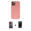 MARSİLYAN™- iPhone 12 Pro Max Kılıf Çekirdek Modern Serisi - Siyah 3D Antistatik Hayalet Cam Ekran Koruyucu + Neon Fosforlu Kamera Lens - TU