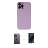 MARSİLYAN™- iPhone 12 Pro Max Kılıf Çekirdek Modern Serisi - Siyah 3D Antistatik Hayalet Cam Ekran Koruyucu + Beyaz Neon Fosforlu Kamera Lens