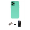 MARSİLYAN™- iPhone 12 Pro Max Kılıf Çekirdek Modern Serisi - Siyah 3D Antistatik Hayalet Cam Ekran Koruyucu + Shine Kamera Lens Koruma Cam - SABE