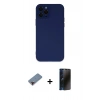 MARSİLYAN™- iPhone 12 Pro Max Kılıf Çekirdek Modern Serisi - Siyah 3D Antistatik Hayalet Cam Ekran Koruyucu + Metal Kamera Lens Koruma Cam - KI