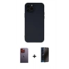 MARSİLYAN™- iPhone 12 Pro Max Kılıf Çekirdek Modern Serisi - Siyah 3D Antistatik Hayalet Cam Ekran Koruyucu + Neon Fosforlu Kamera Lens - TU
