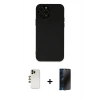 MARSİLYAN™- iPhone 12 Pro Max Kılıf Çekirdek Modern Serisi - Siyah 3D Antistatik Hayalet Cam Ekran Koruyucu + Shine Kamera Lens - GD