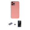 MARSİLYAN™- iPhone 12 Pro Max Kılıf Çekirdek Modern Serisi - Siyah 3D Antistatik Hayalet Cam Ekran Koruyucu + Renkli Kamera Lens Koruma Cam - MI
