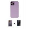 MARSİLYAN™- iPhone 12 Pro Max Kılıf Çekirdek Modern Serisi - Siyah 3D Antistatik Hayalet Cam Ekran Koruyucu + Neon Fosforlu Kamera Lens - SI