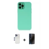 MARSİLYAN™- iPhone 12 Pro Max Kılıf Çekirdek Modern Serisi - Siyah 3D Antistatik Hayalet Cam Ekran Koruyucu + Shine Kamera Lens - LT