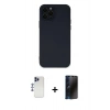 MARSİLYAN™- iPhone 12 Pro Max Kılıf Çekirdek Modern Serisi - Siyah 3D Antistatik Hayalet Cam Ekran Koruyucu + Shine Kamera Lens - LT