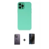 MARSİLYAN™- iPhone 12 Pro Max Kılıf Çekirdek Modern Serisi - Siyah 3D Antistatik Hayalet Cam Ekran Koruyucu + Beyaz Neon Fosforlu Kamera Lens