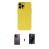 MARSİLYAN™- iPhone 12 Pro Max Kılıf Çekirdek Modern Serisi - Siyah 3D Antistatik Hayalet Cam Ekran Koruyucu + Neon Fosforlu Kamera Lens - TU