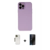 MARSİLYAN™- iPhone 12 Pro Max Kılıf Çekirdek Modern Serisi - Siyah 3D Antistatik Hayalet Cam Ekran Koruyucu + Shine Kamera Lens - GD