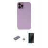 MARSİLYAN™- iPhone 12 Pro Max Kılıf Çekirdek Modern Serisi - Siyah 3D Antistatik Hayalet Cam Ekran Koruyucu + Renkli Kamera Lens Koruma Cam - SI